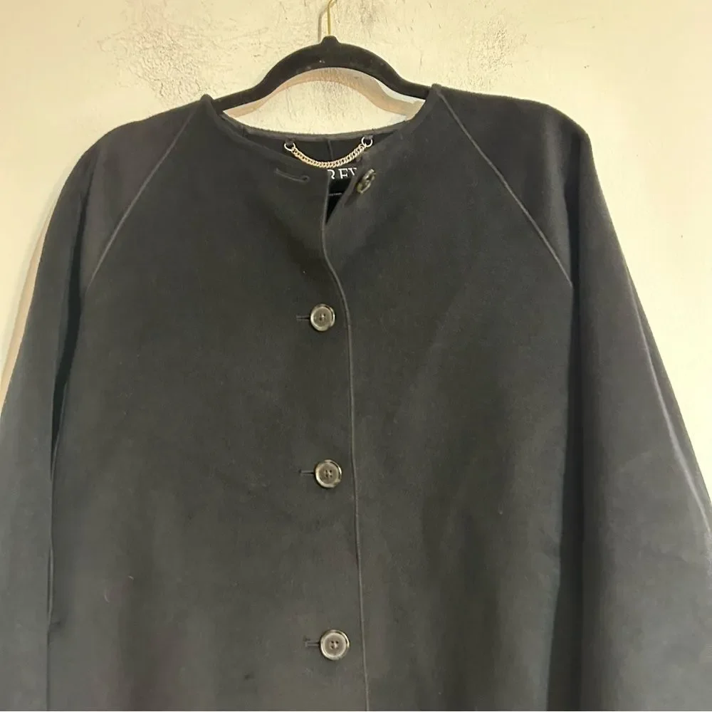 J. Crew Drapey Wool Blend Coat in Black Size Small Classic Minimal Timeless